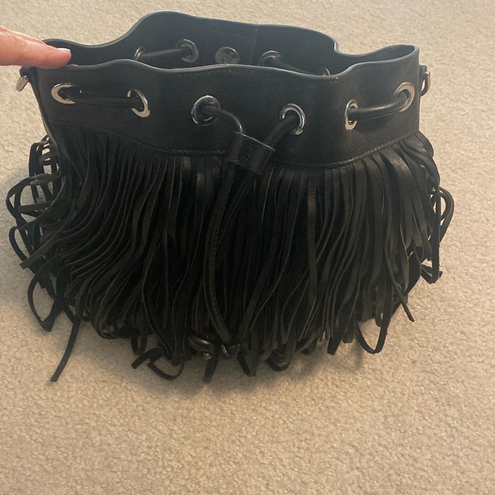 Western style fringed leather bag